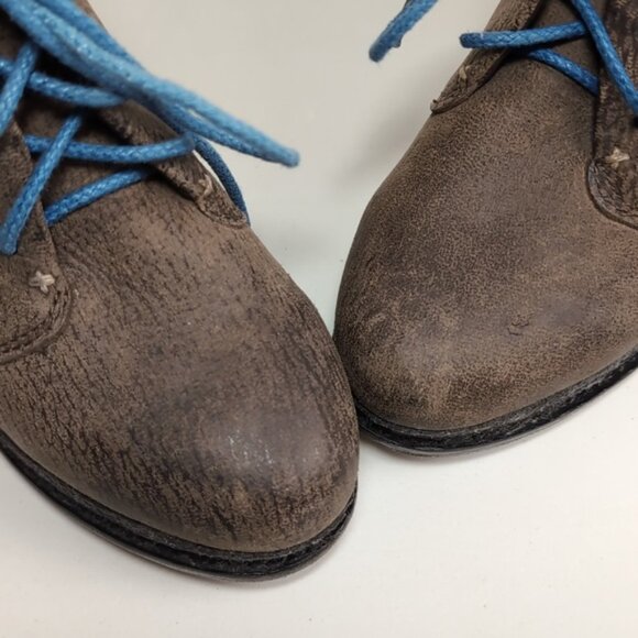 Rag & Bone Odval Brown Distressed Wedge Heel Booties Leather Lace Up Chukka - Picture 10 of 14